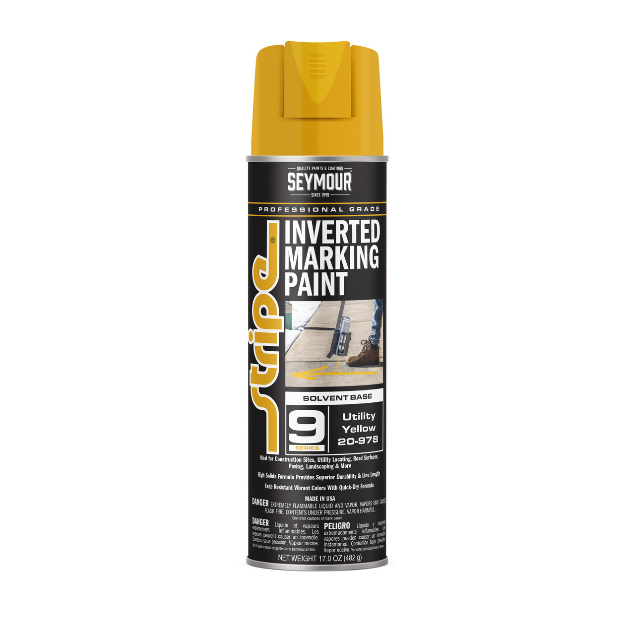 Inverted (SOLVENT BASED) Utility Yellow 20-978 17 oz., Marking Paint - 12 CANS