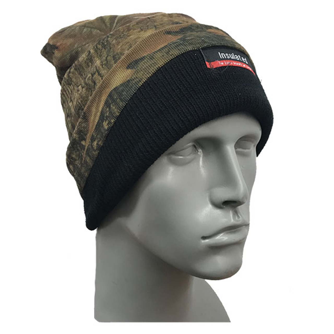 Insulated Reversible Camo / Orange Knit Hat – camo side
