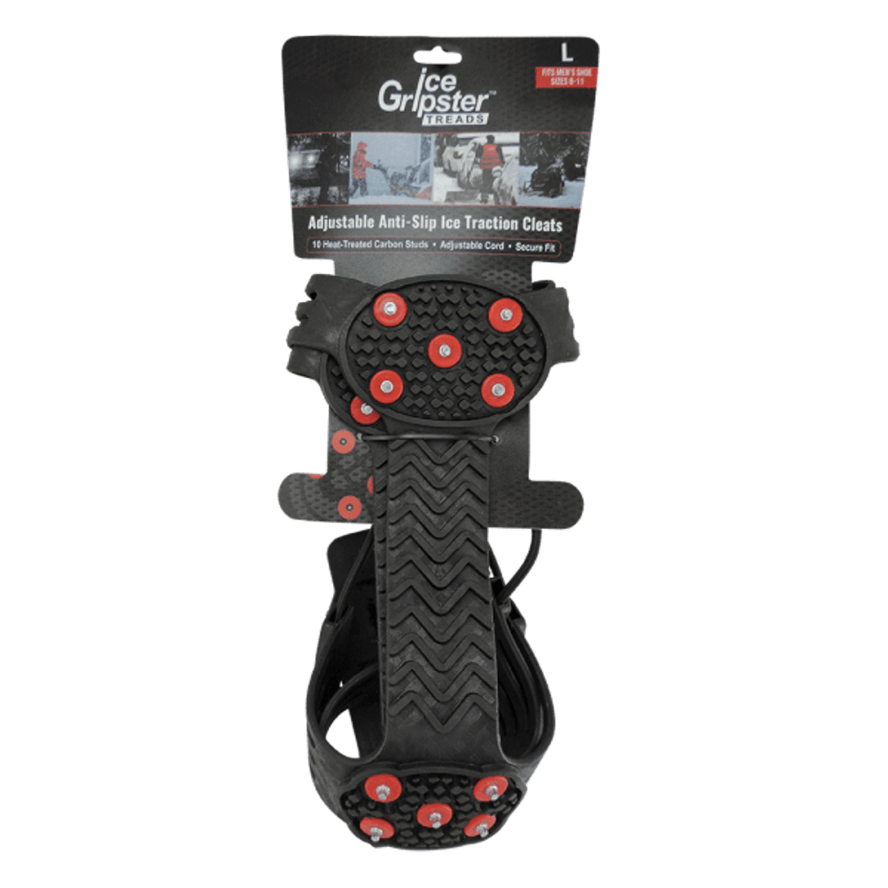 Ice Gripster™ Treads Adjustable Anti-Slip Traction Cleats with Carbon Steel Studs