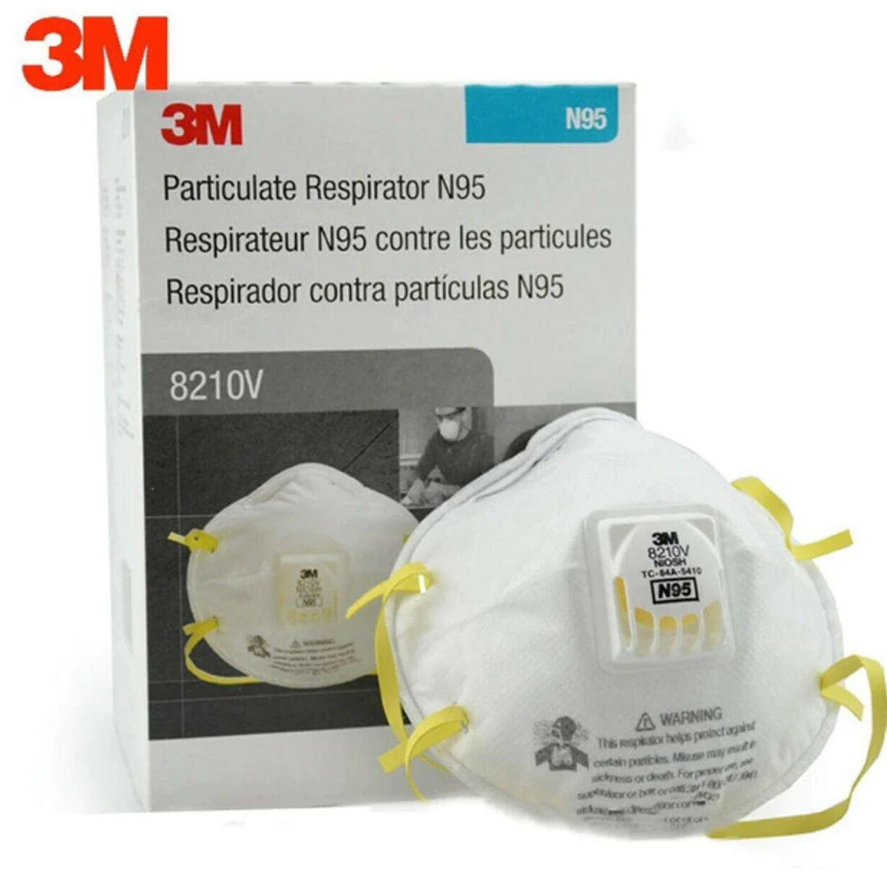 3M 8210V N95 Particulate Respirator with Cool Flow Valve-  10 per box