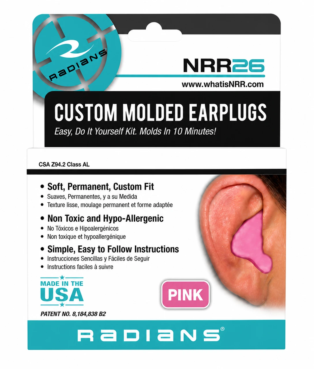Radians® Custom Molded Earplugs - Pink