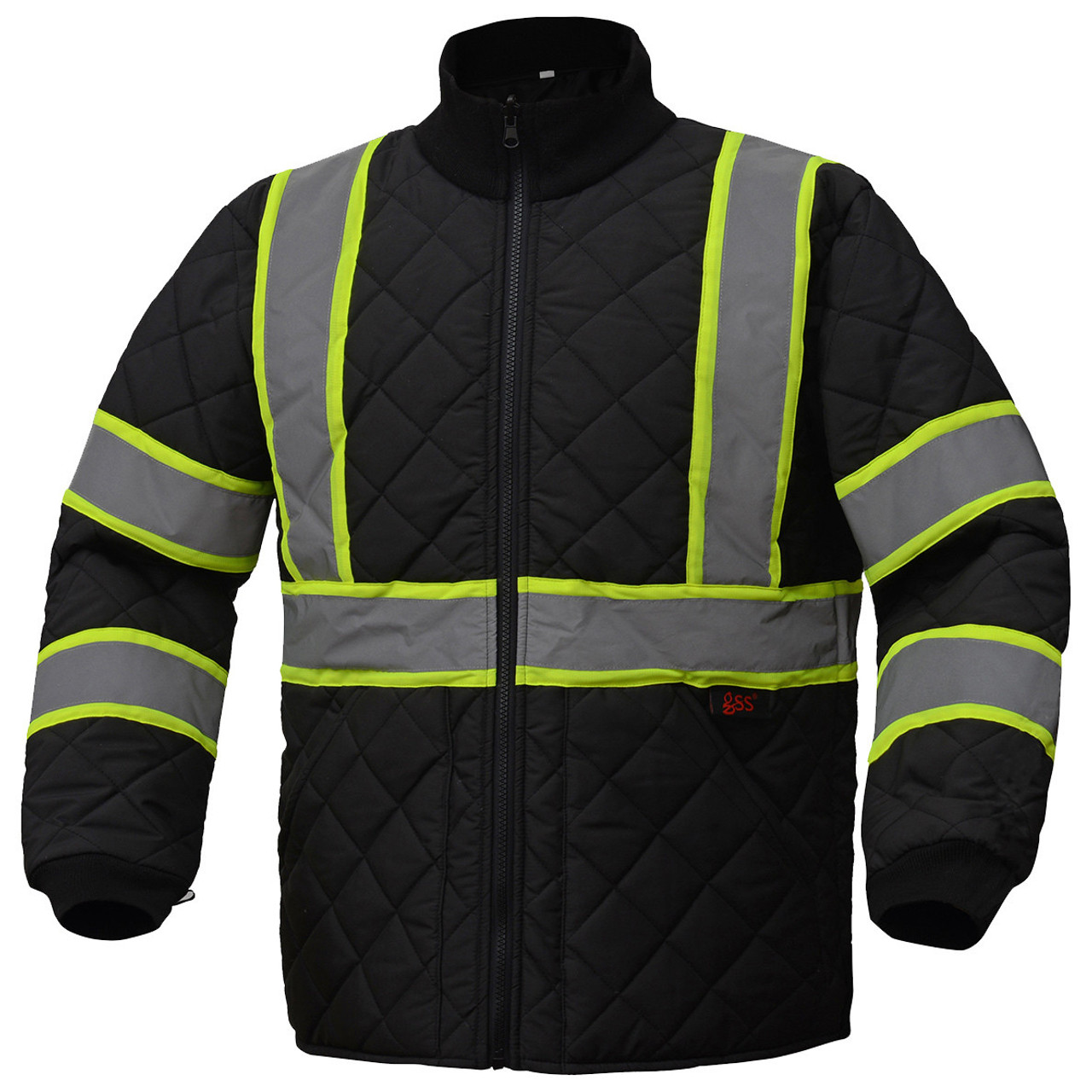 G&S Two-Tone | GSS Black Safety Hi-Vis Jacket Safety 8009 Quilted Products Non-ANSI Apparel : -
