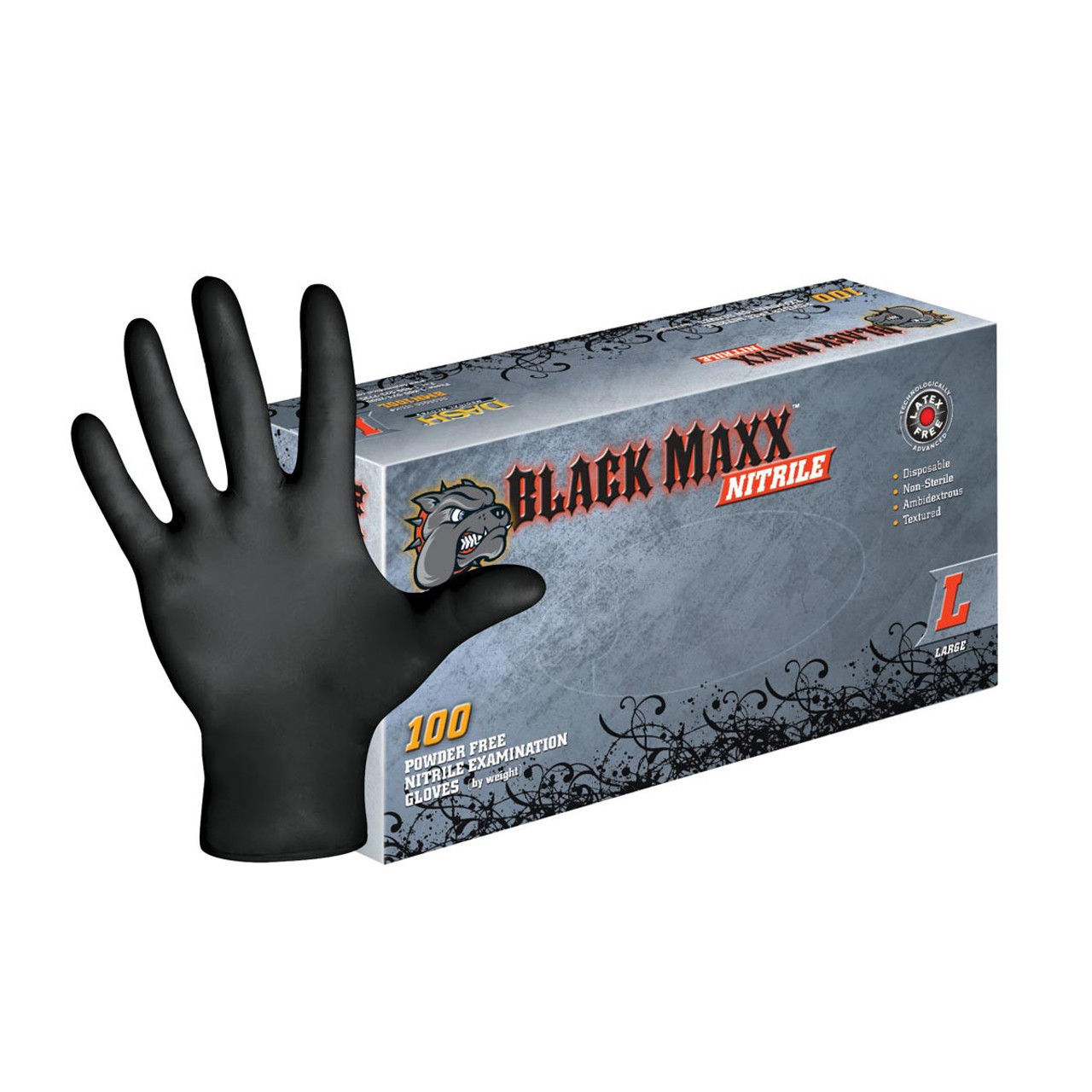 Dash Black Maxx Nitrile Exam Gloves - Black - 6 mil -1 Case of 1000