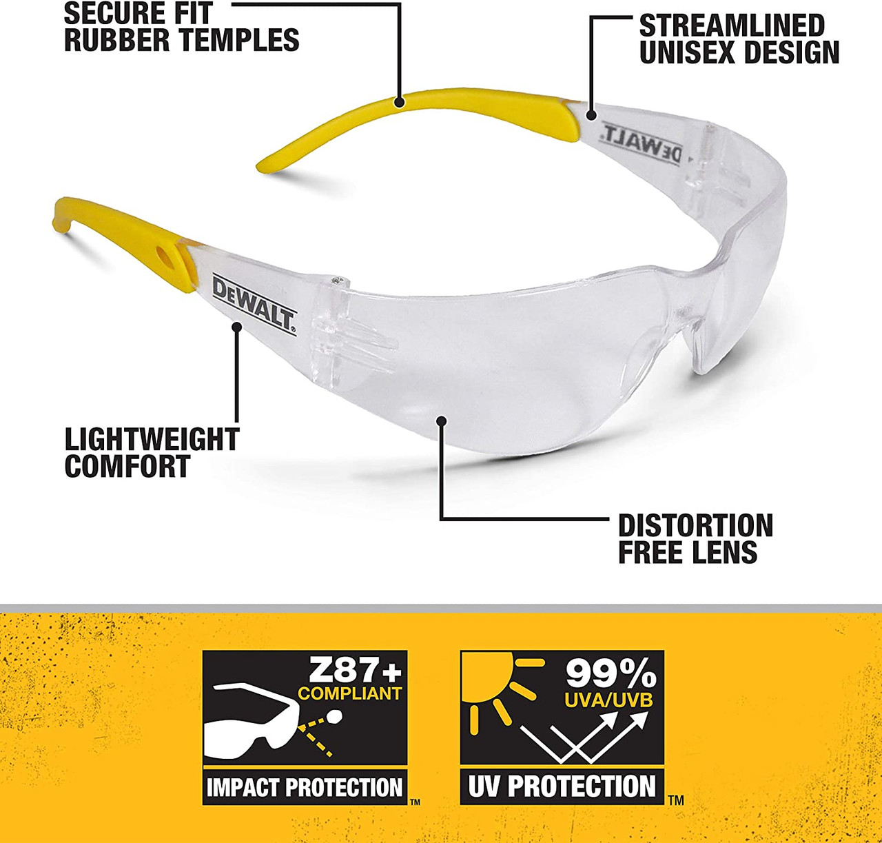 DeWalt Protector DPG54-1D Clear, Wraparound Safety Glasses