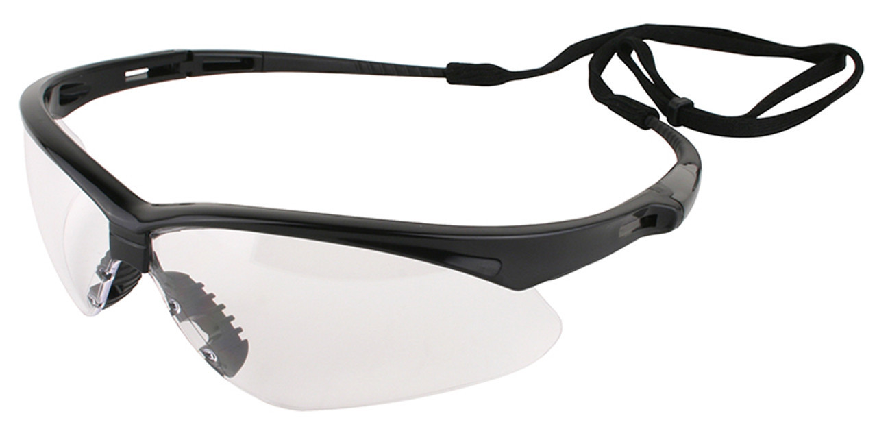 Nemesis Safety Glasses, Black Frame, Clear Lens