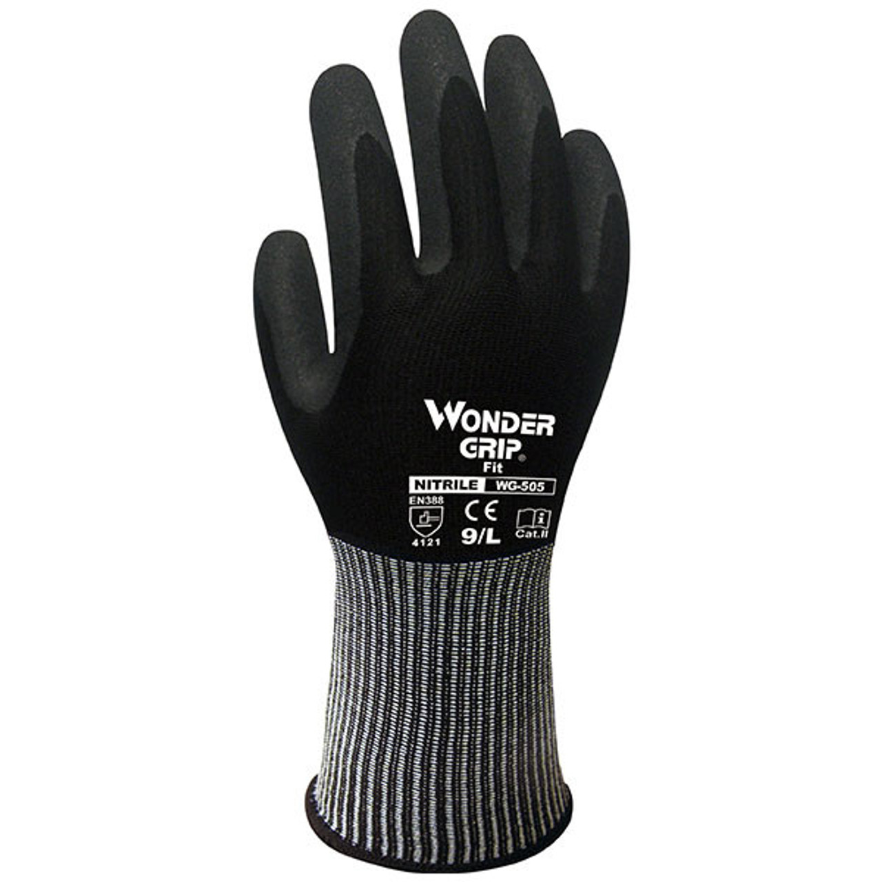 Wonder Grip® WG-505 FIT Black Nitrile Palm Glove