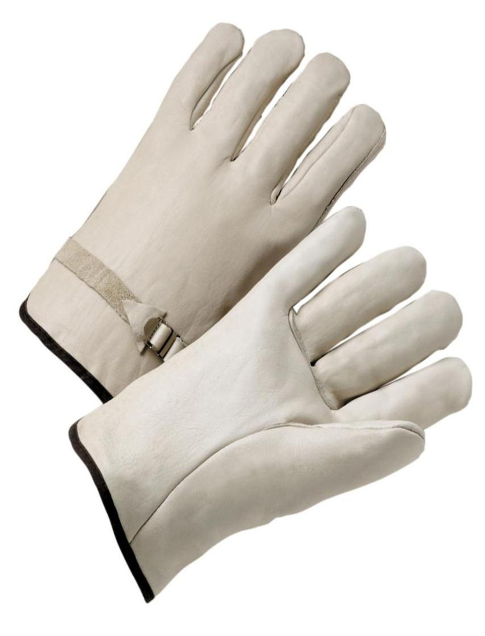 TEXAS TUFF Select Grain Cowhide Work Gloves W/Wrist Pull Strap