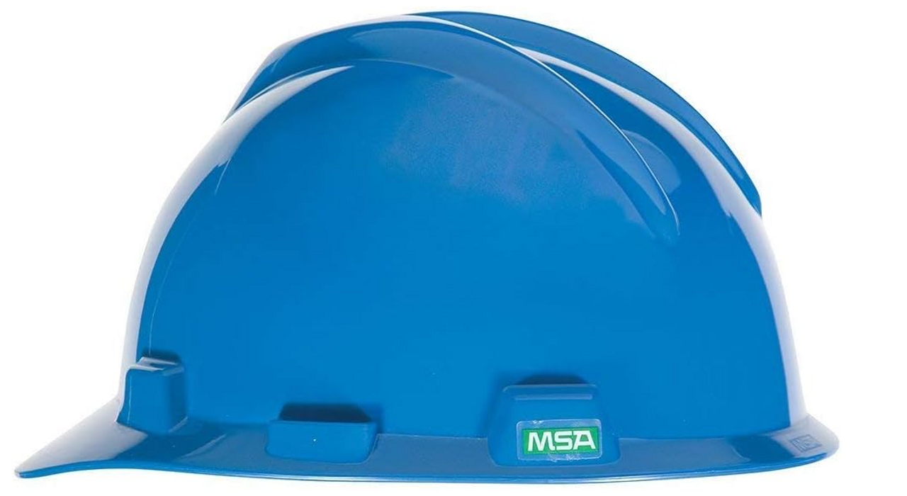 MSA 475359 Blue V Gard, Polyethylene Cap-Style Hard Hat with Fas-Trac III Ratchet Suspension, Blue