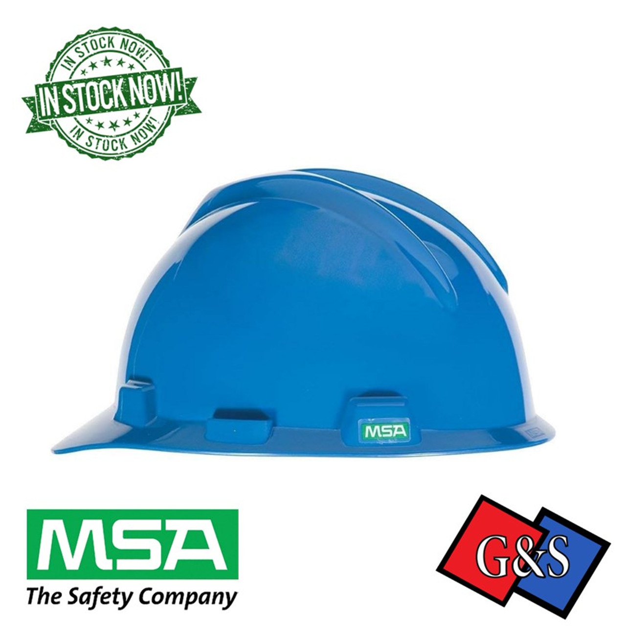 MSA 475359 V Gard, Polyethylene Cap-Style Hard Hat Blue w/ Fas-Trac III Ratchet Suspension,  Type 1 Class E