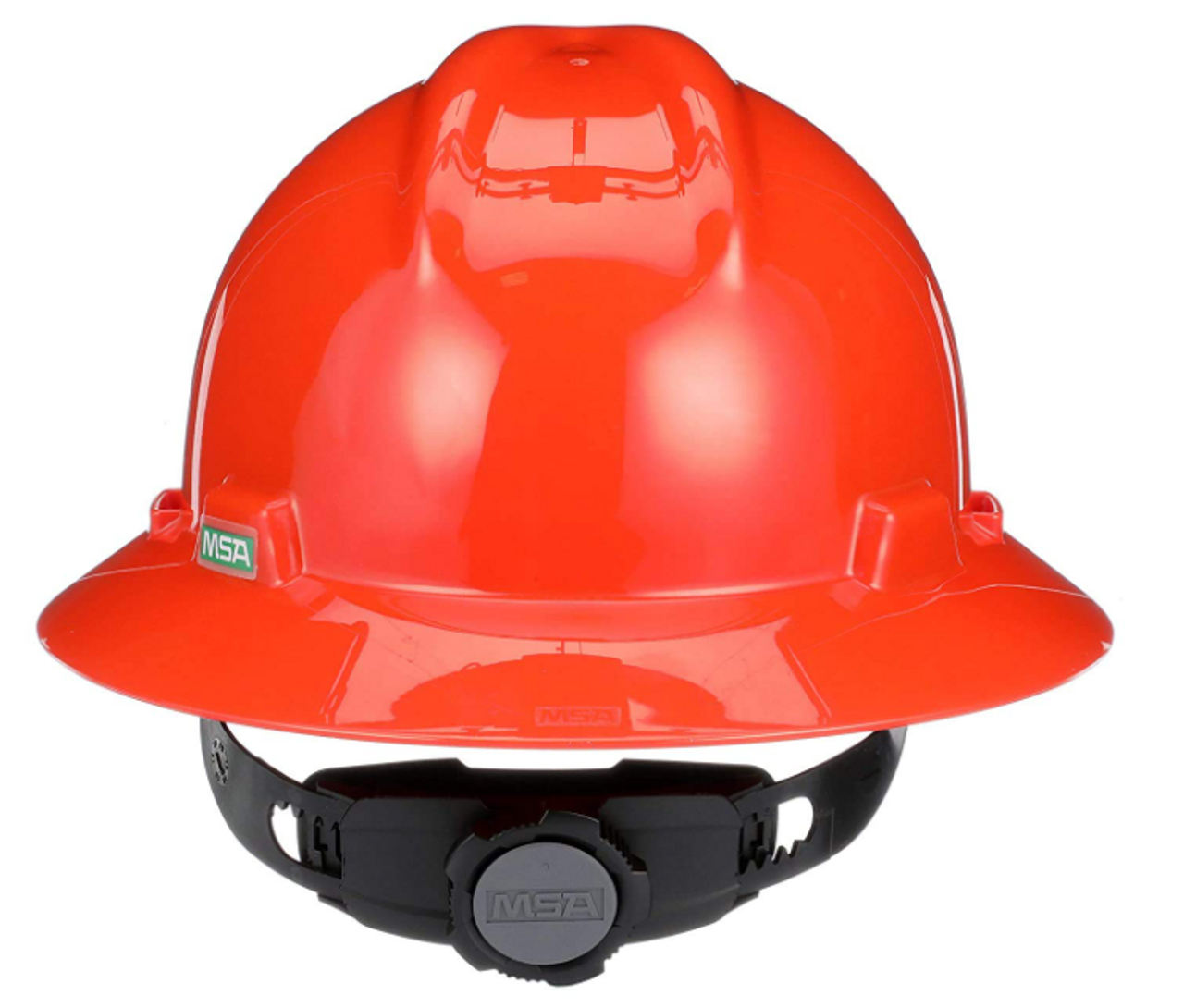 MSA 496075 Orange V-Gard Slotted Protective Hard Hats with Fas-Trac Suspension, Standard, Full Brim