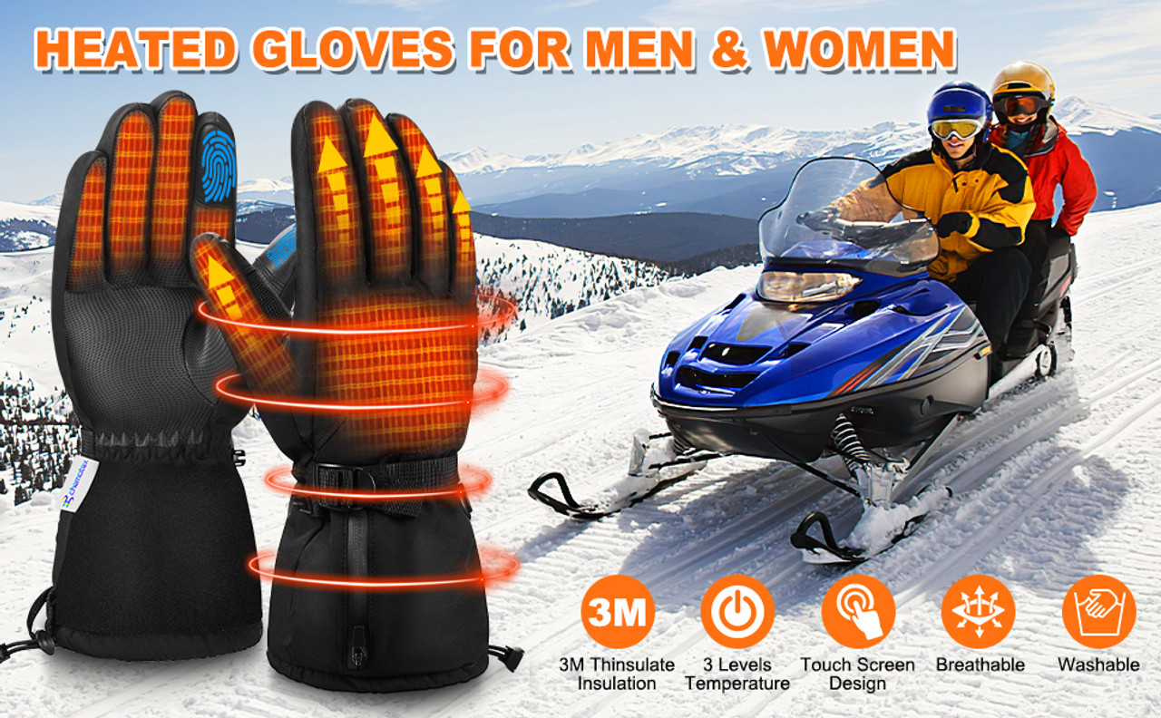 Heated Gloves for Men & Women Rechargeable 7.4V 8000mah Lasts 8 Hours, Electric Heated Gloves with 3 Temperature Levels & Touchscreen Waterproof Winter Gloves for Skiing, Fishing, Hiking