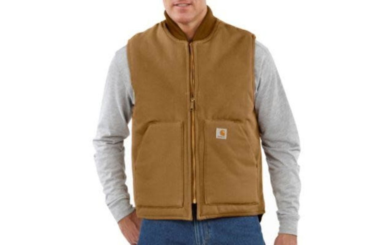 Carhartt Tan V01-CT Relaxed Fit Duck Insulated Rib Collar Vest