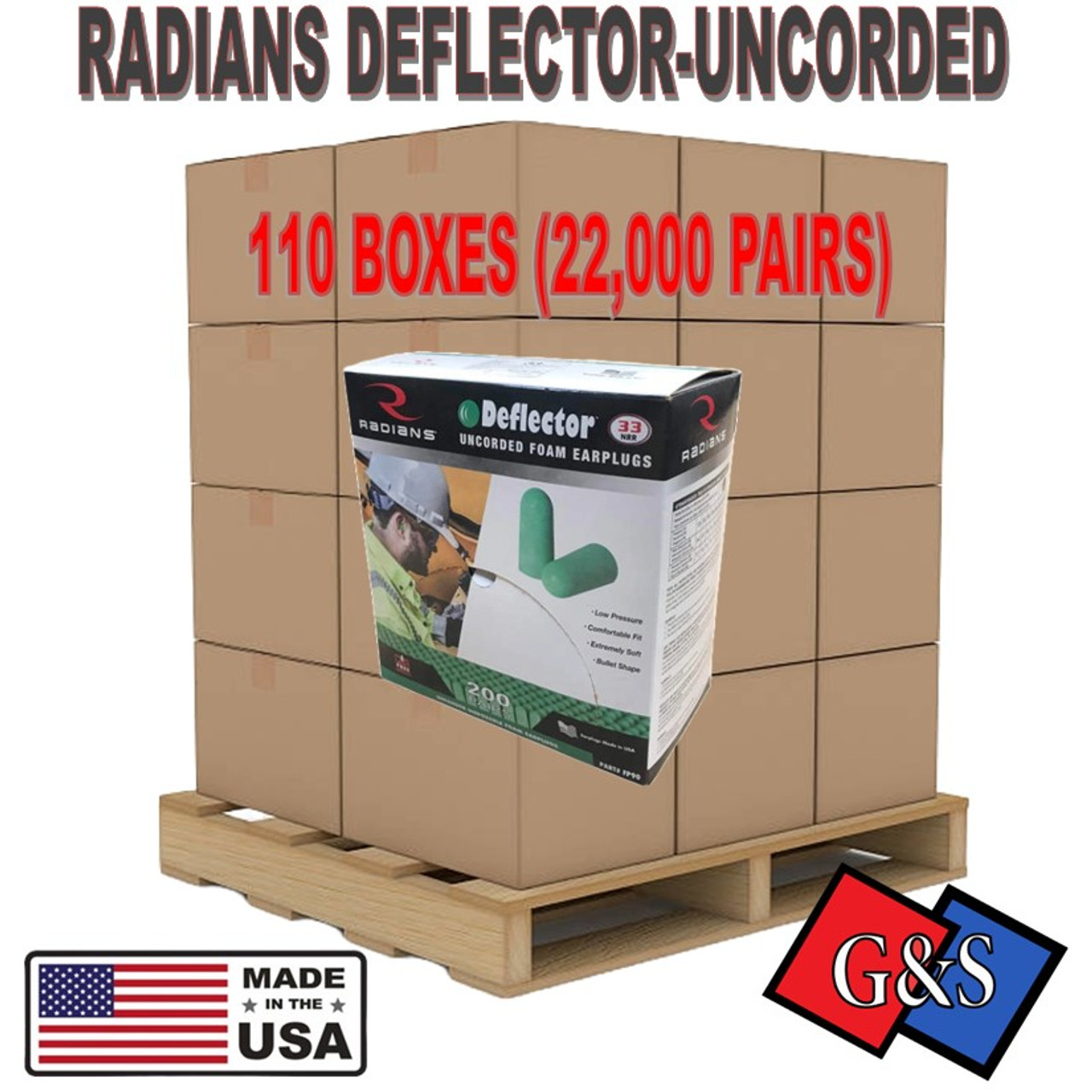 Pallet of radians FP90 Deflector Unforder Earplugs (22,000 PAIRS)