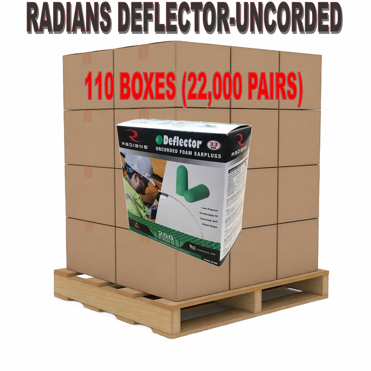 Pallet of radians FP90 Deflector Uncorded Earplugs (22,000 PAIRS)