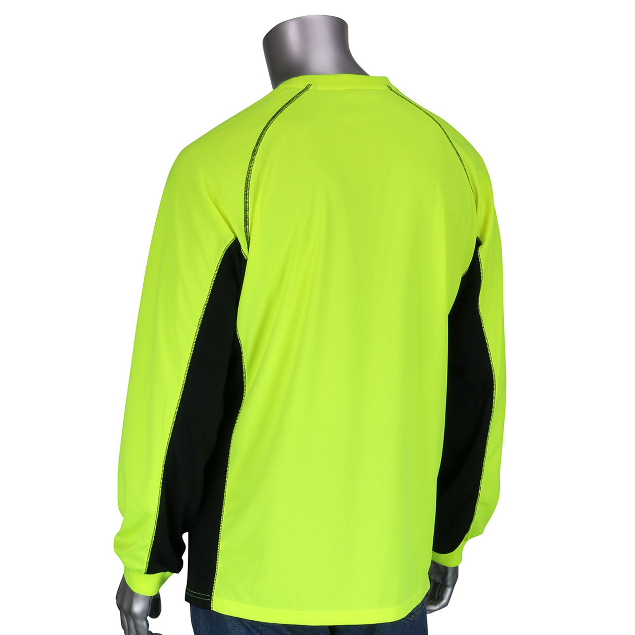 PIP 302-V100 Non-ANSI Long Sleeve Safety T-Shirt w/ Built-In Insect Repellent - Yellow/Lime
