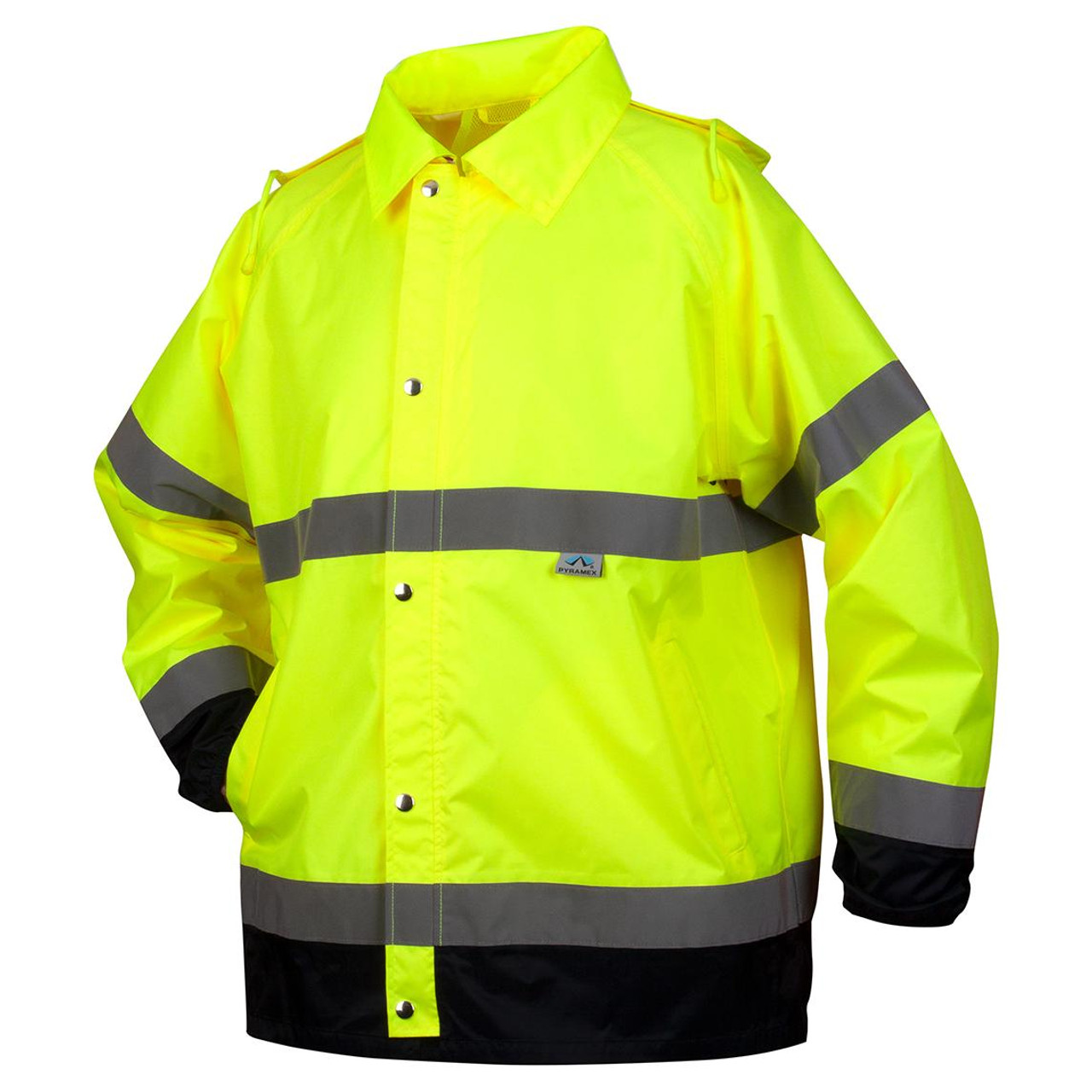 Pyramex RRWJ3110 Premium Waterproof  Hi-Vis Rain Jacket with Drawstring Hood