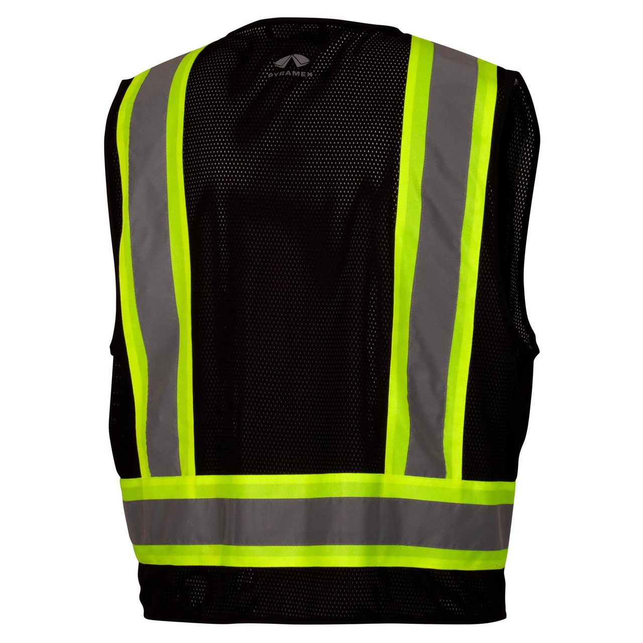 Pyramex RVZ2411CP Type O Class 1 Two-Tone Surveyor Safety Vest - Black