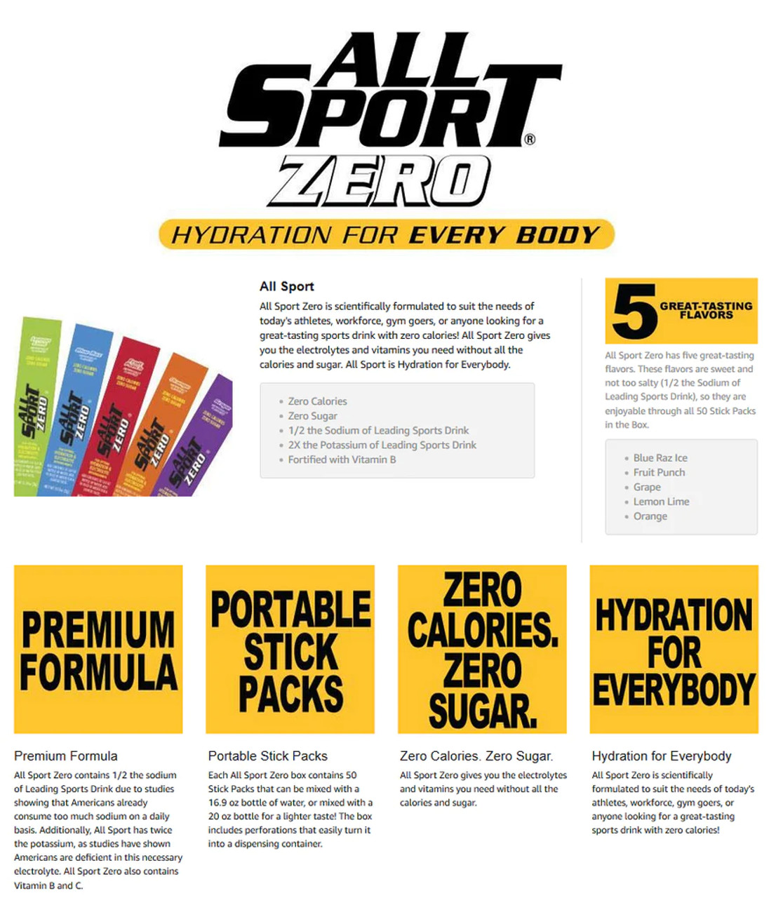 All Sport (Peach Mango) Powder Hydration Stick, Performance Electrolyte Drink Mix, Sugar Free, 2x Potassium, 50 Count 