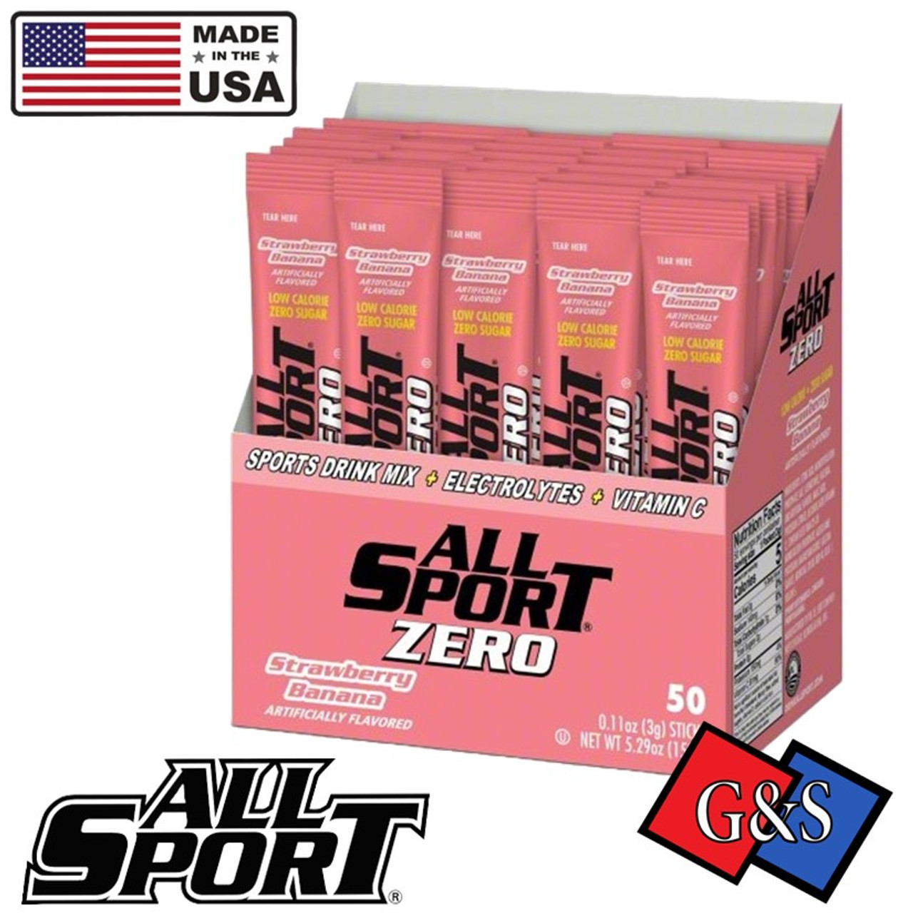 All Sport Powder Hydration (Strawberry Banana) Stick, Zero Calorie, Performance Electrolyte Drink Mix, Sugar Free, 2x Potassium, 50 CT