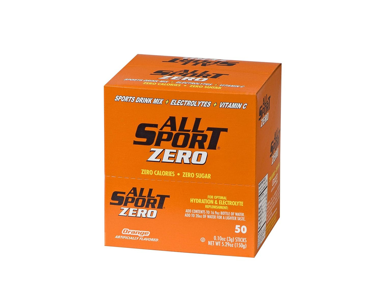 All Sport (Orange) Powder Hydration Stick, Performance Electrolyte Drink Mix, Sugar Free, 2x Potassium, 50 Count