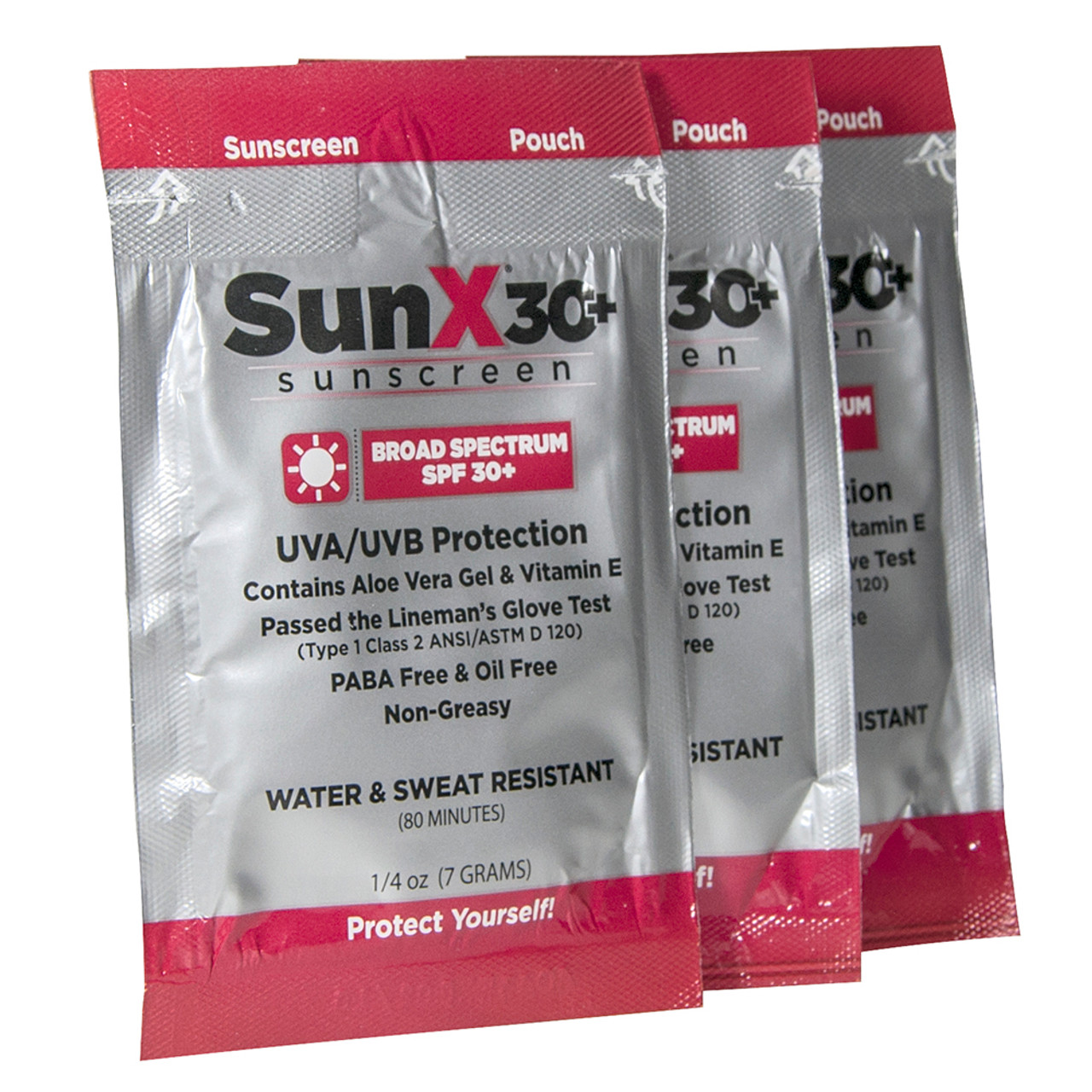 SunX 30+, Sunscreen Lotion, 1/4 Oz Packet, 25 Per Box - Gear