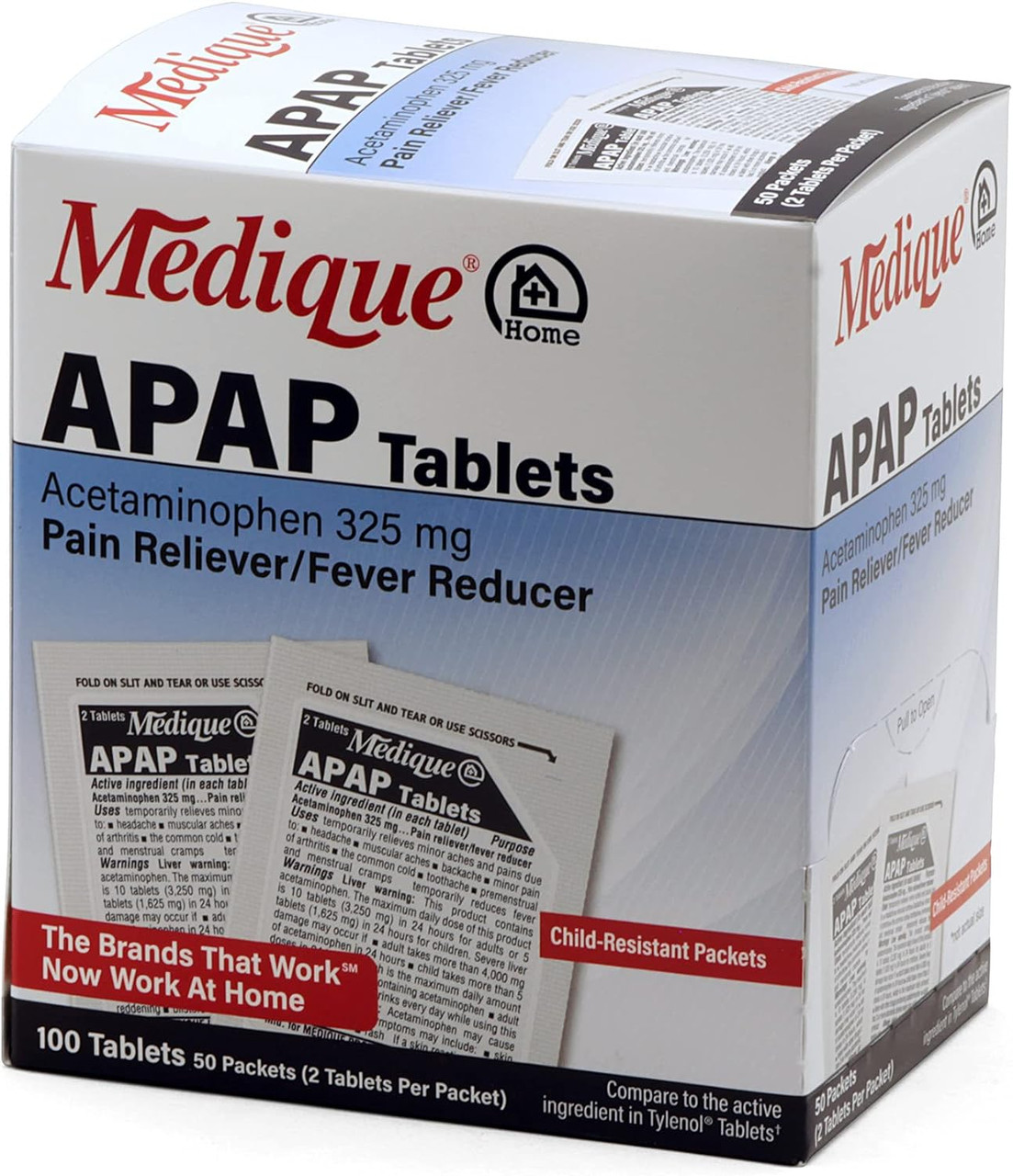 Medique @ Home 70333 APAP Non-Aspirin Tablets, 100 Count(Pack of 2