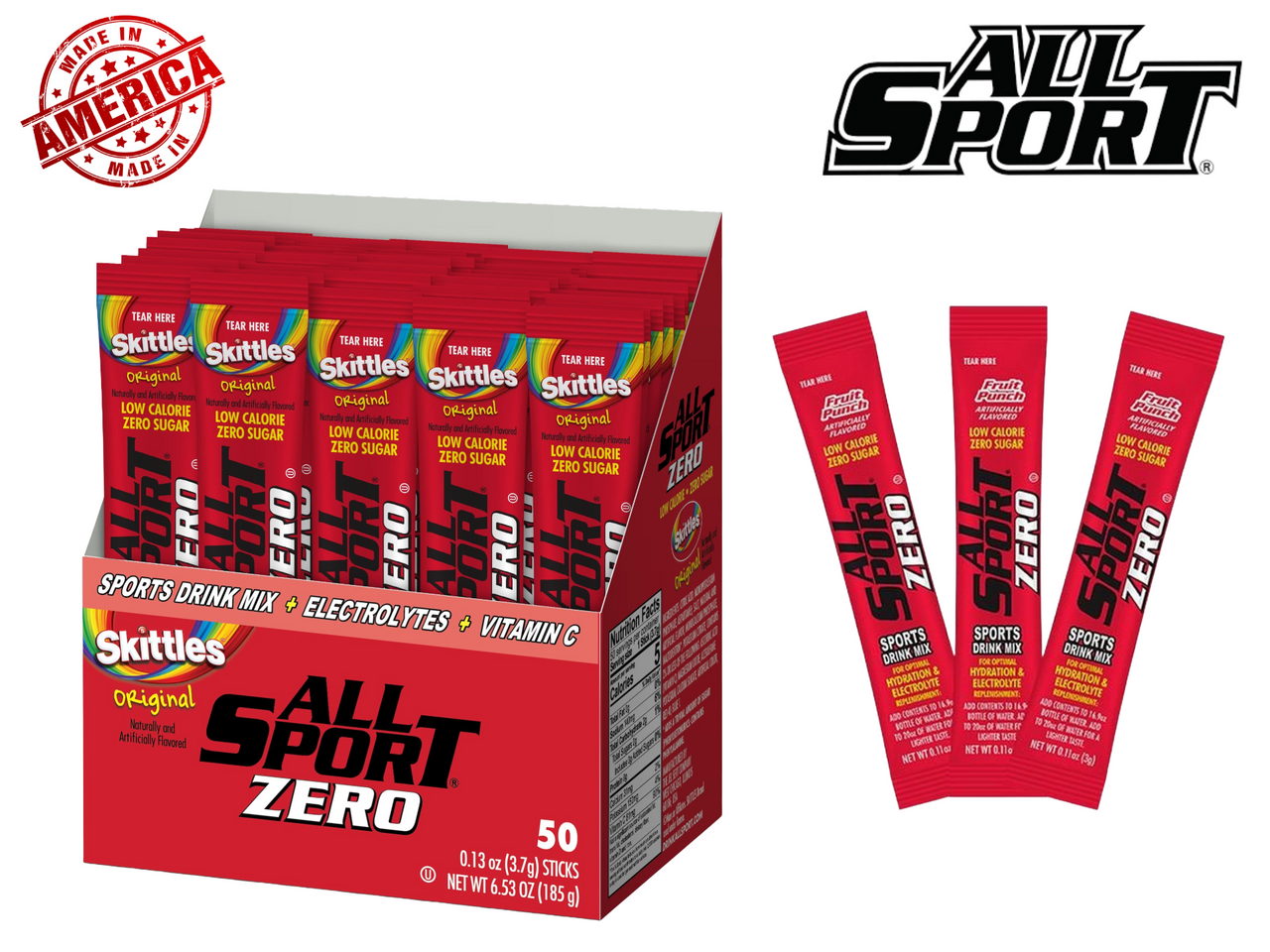 All Sport® Zero Sugar Powder Hydration Sticks - Red Variety (8 pack)