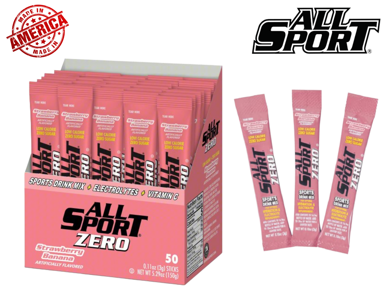 All Sport® Zero Sugar Powder Hydration Sticks - Red Variety (8 pack)