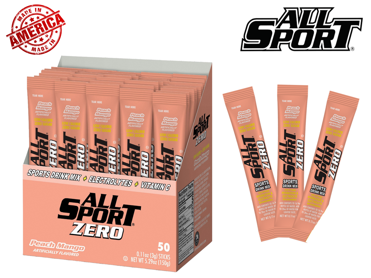 All Sport® Zero Sugar Powder Hydration Sticks - Red Variety (8 pack)