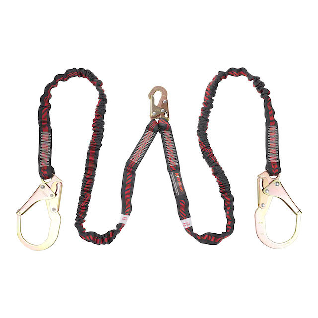 KStrong® 6 ft. Twin leg 100% tie-off Internal design shock absorbing lanyard with (1) snap hook and (2) rebar hooks (ANSI)