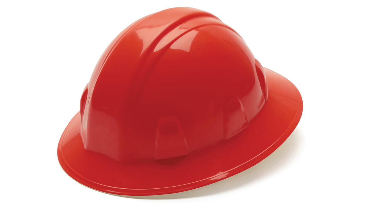 Pyramex® Full Brim Hard Hat color Red