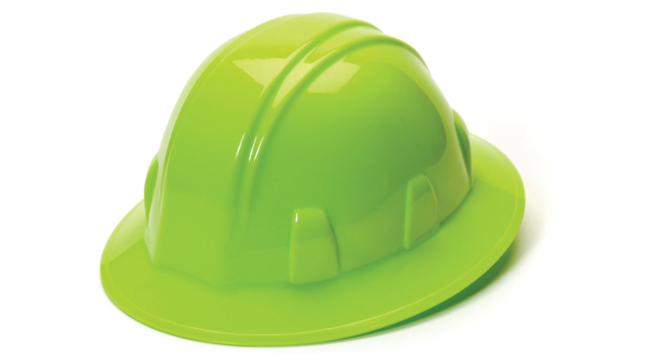 Pyramex® Full Brim Hard Hat color Hi-Vis Lime Green