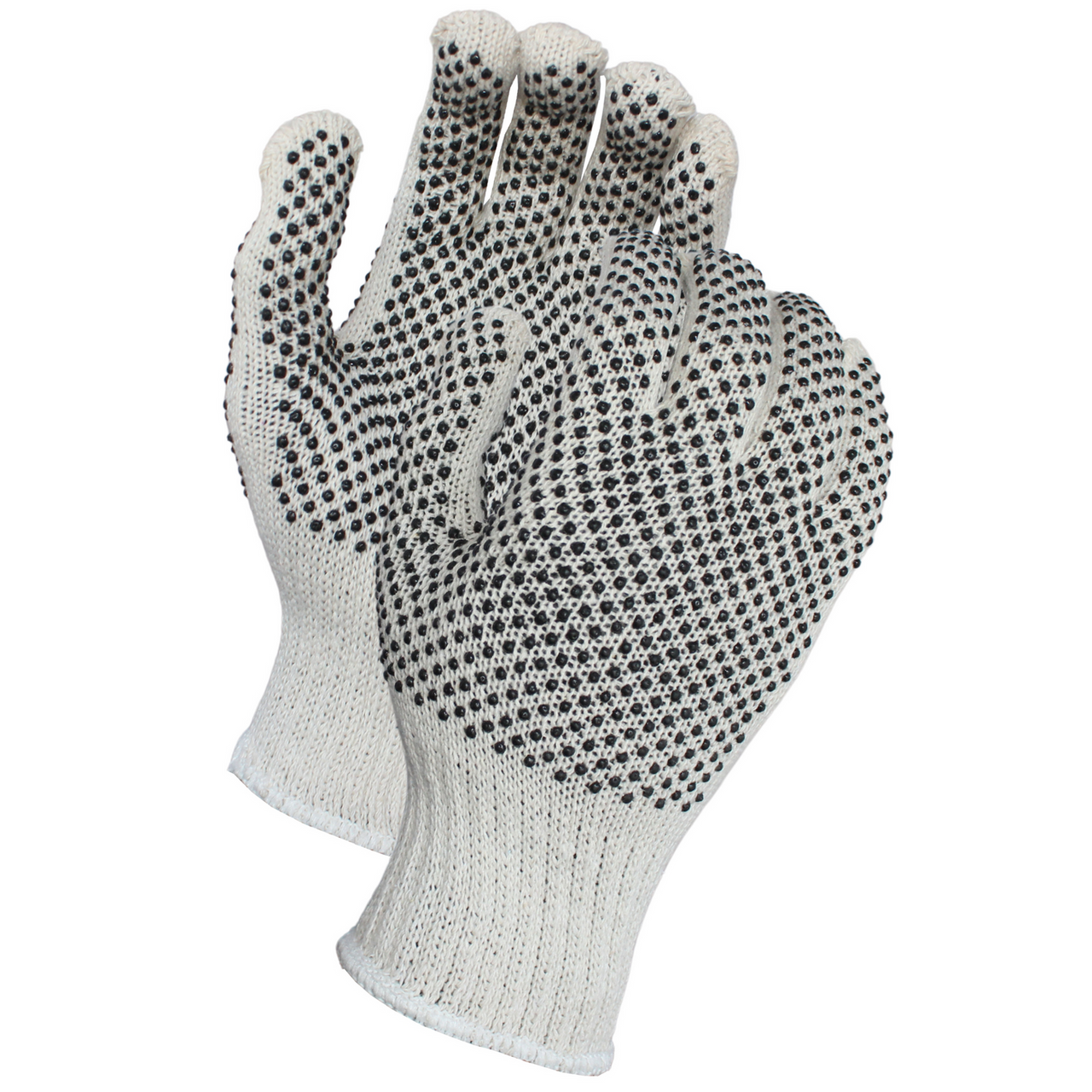 Two Sided PVC Palm Dotted (Ladies) String Knit Gloves (1 DOZEN)