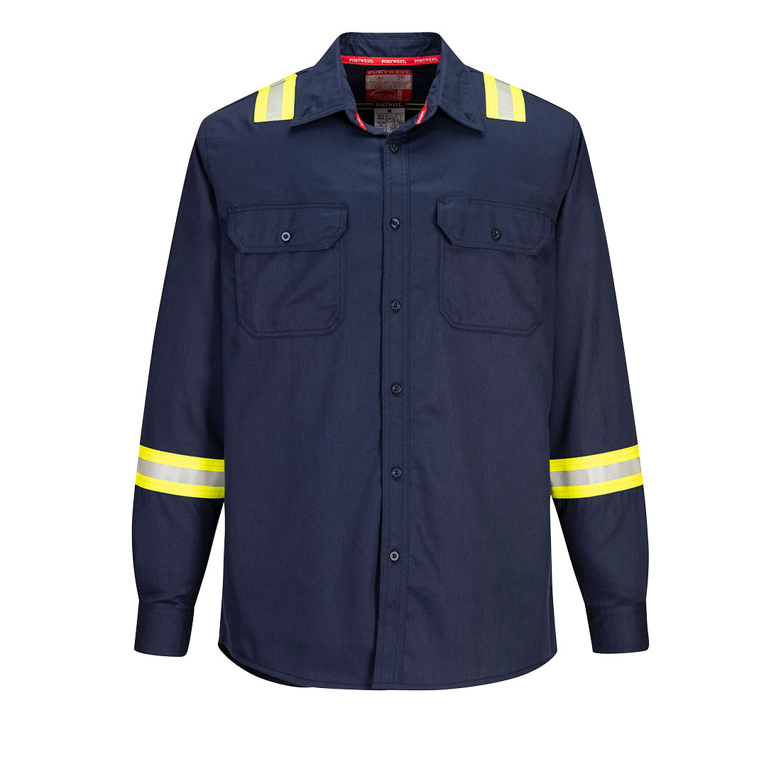 Portwest Bizflame 88/12 Long Sleeve FR Taped Shirt-NAVY-(TALL)