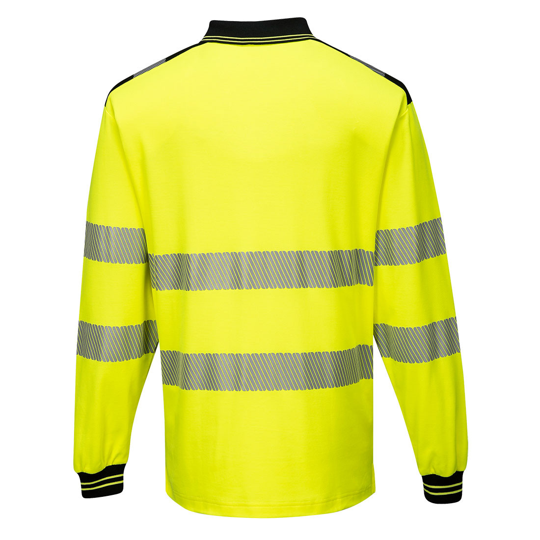 Portwest® PW3 Hi-Vis Cotton Comfort Long Sleeve Polo Shirt - Yellow/Black