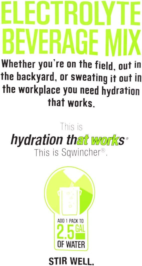 Sqwincher Zero Powder Pack Sugar Free, Lemon Lime, 2.5 gal (Bag of 8)