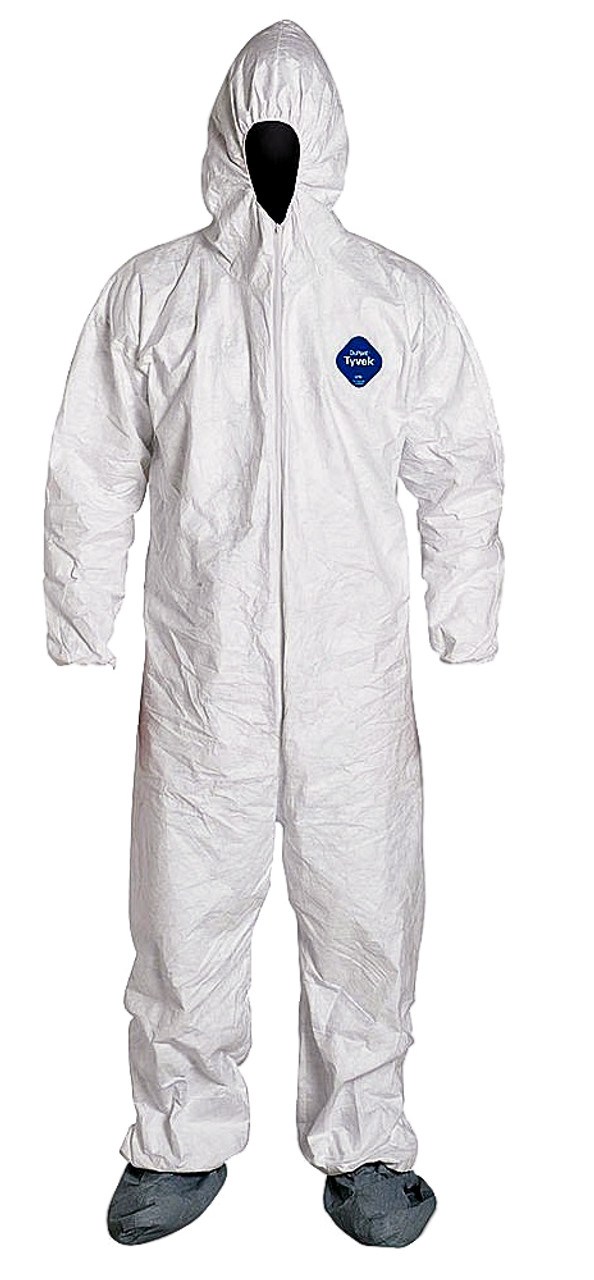 DUPONT ™ TYVEK® TY122SWH WHITE COVERALL W/ HOOD & BOOTS (25 PER CASE)