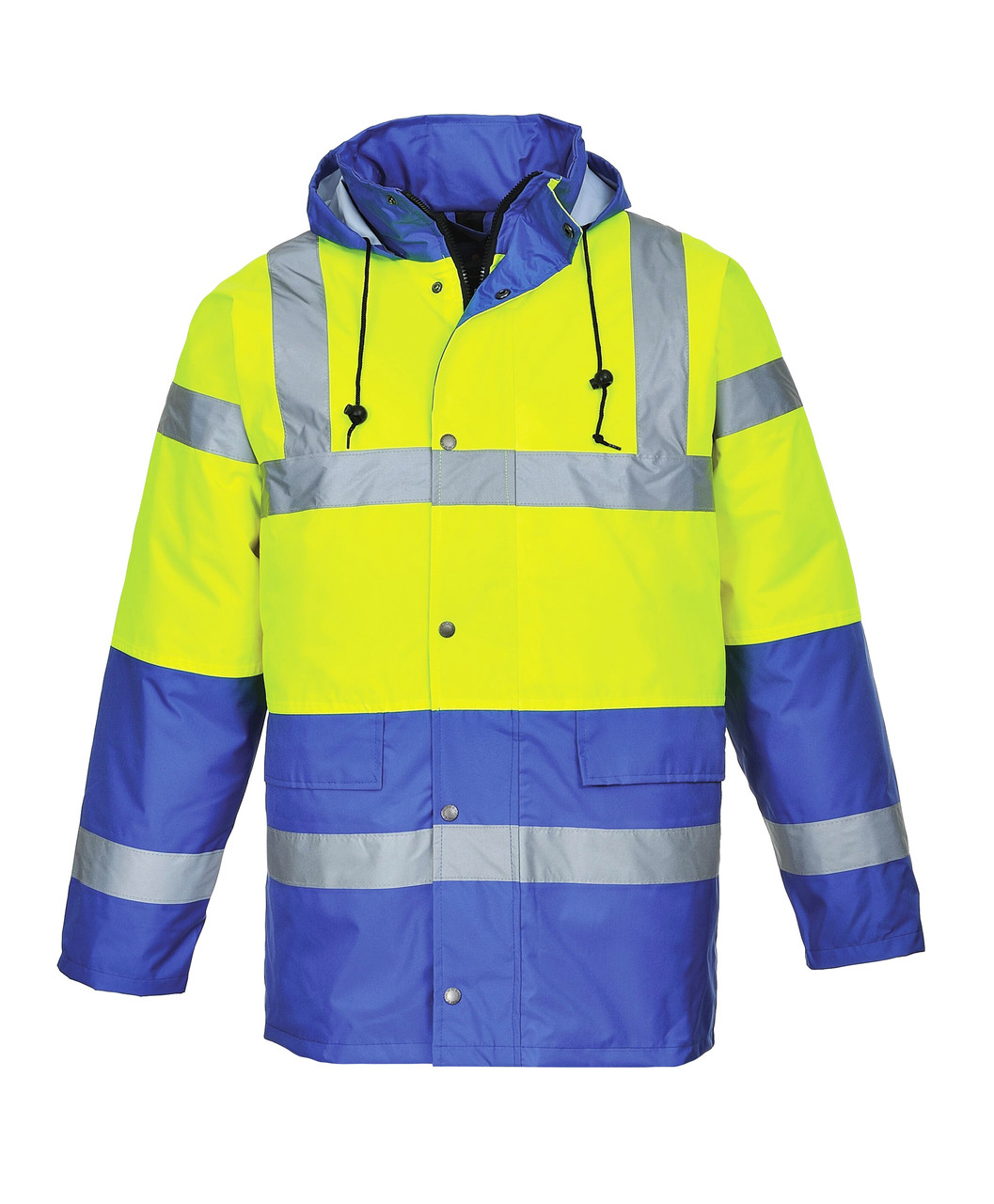 Hi-Vis Quilted Lined Parka - Hi-Vis Yellow/Royal Blue Bottom  ## US466YRB ##