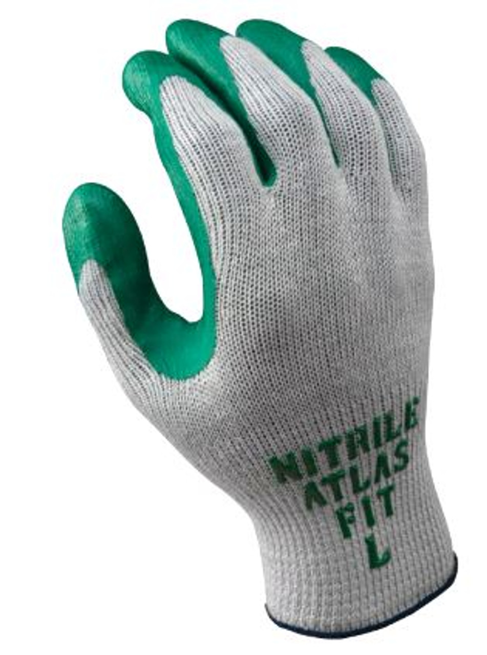 SHOWA  Atlas Fit 350 Nitrile-Coated Gloves,  Green/Gray
