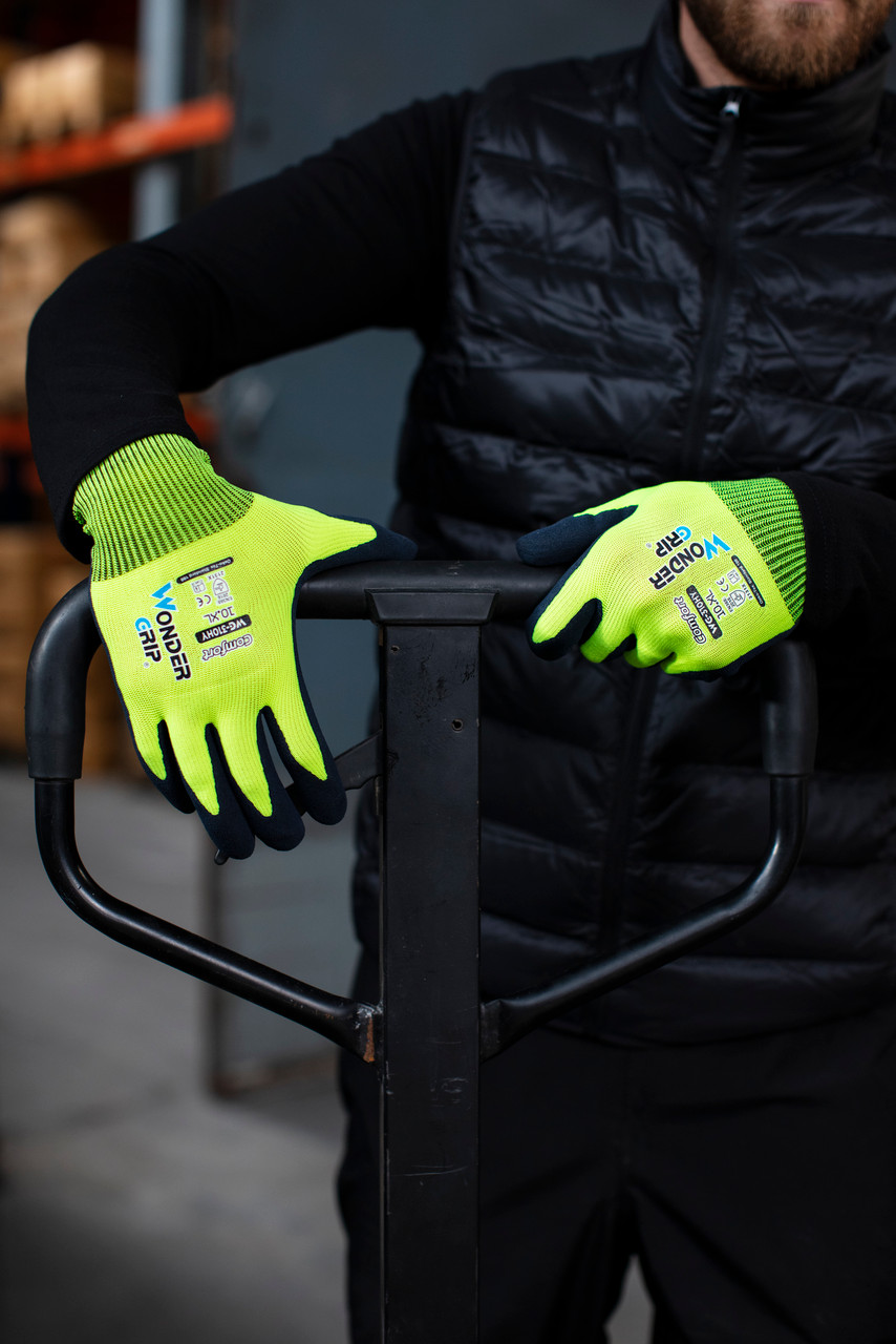 Wonder Grip® 13 Gauge Hi-Vis Natural Rubber Palm Gloves