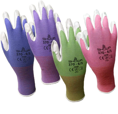 4-PACK SHOWA® ATLAS® NT370 Nitrile Garden Gloves : Palm Coated