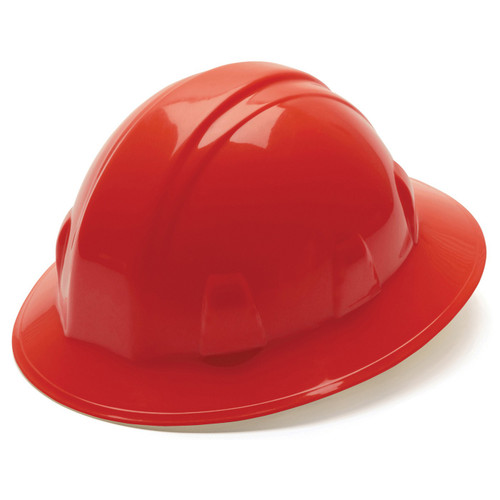 Pyramex HP24120 SL Series Full Brim Hard Hat - 4-Point Ratchet Suspension - Red