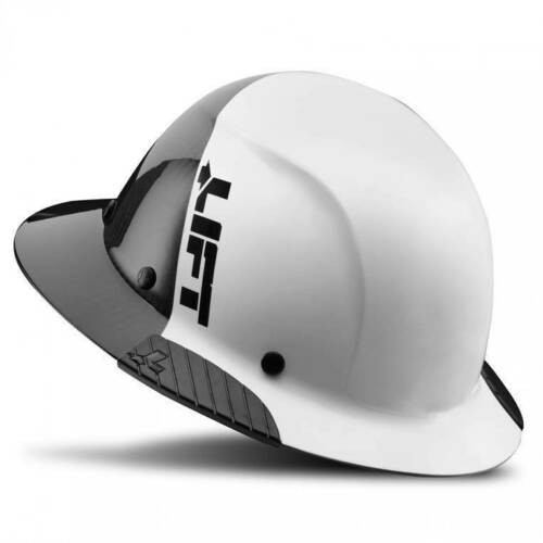 LIFT Safety HDF50C-19WC Dax Carbon Fiber Hard Hat Full Brim 50/50 White & Black w/Ratchet Suspension, Type 1 Class C