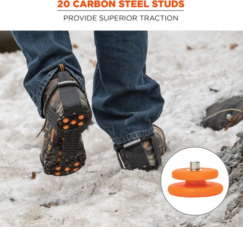 Ergodyne TREX 6310 Adjustable Slip-On Ice Traction Cleat with 10 Carbon Steel Spike Grips