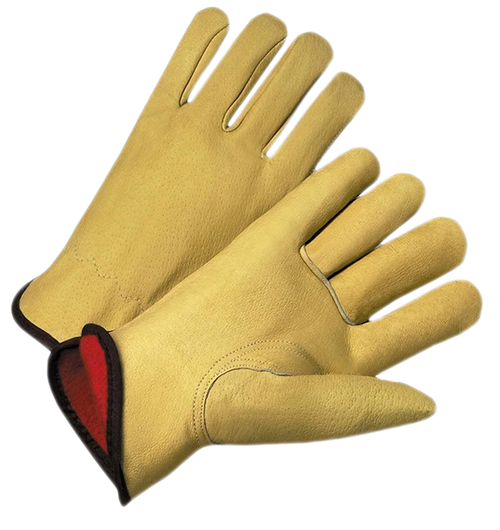 Brown Jersey Winter Work Gloves with Red Fleece Lining Large G F