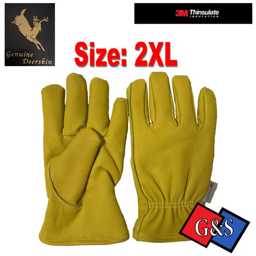 3M Thinsulate 3XL Lined Deerskin Leather Work Gloves - Gear