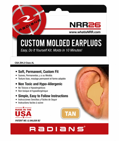 Radians® Custom Molded Earplugs - Tan