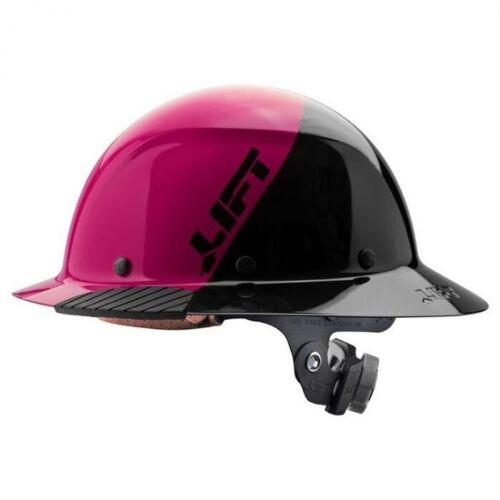 LIFT Safety HDF50-21PK Dax Hard Hat Full Brim 50/50 Pink & Black w/Ratchet Suspension, Type 1 Class G