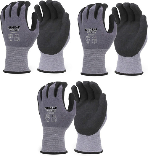 4Works Nylon Gloves HS3309 w/ Textured Latex Palm & Knuckles - Black