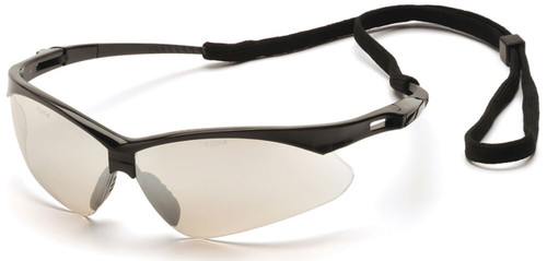 Pyramex® PMXtreme Safety Glasses with Black Frame and Indoor/Outdoor Mirror Lens W/Rubber Nose Temple